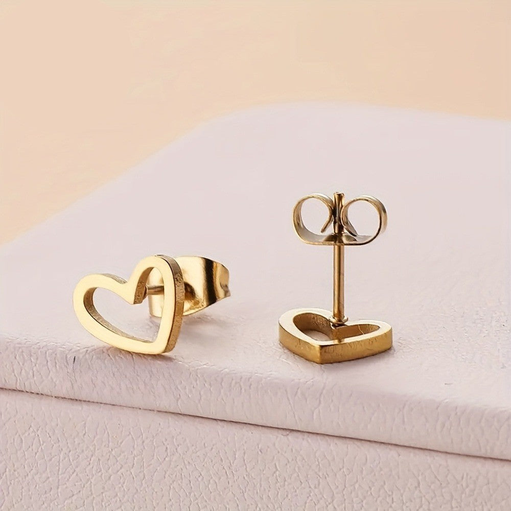 Gold-Tone Open Heart Stud Earrings