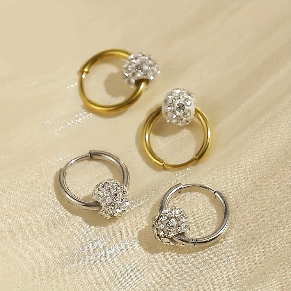 Crystal Ball Hoop Earrings