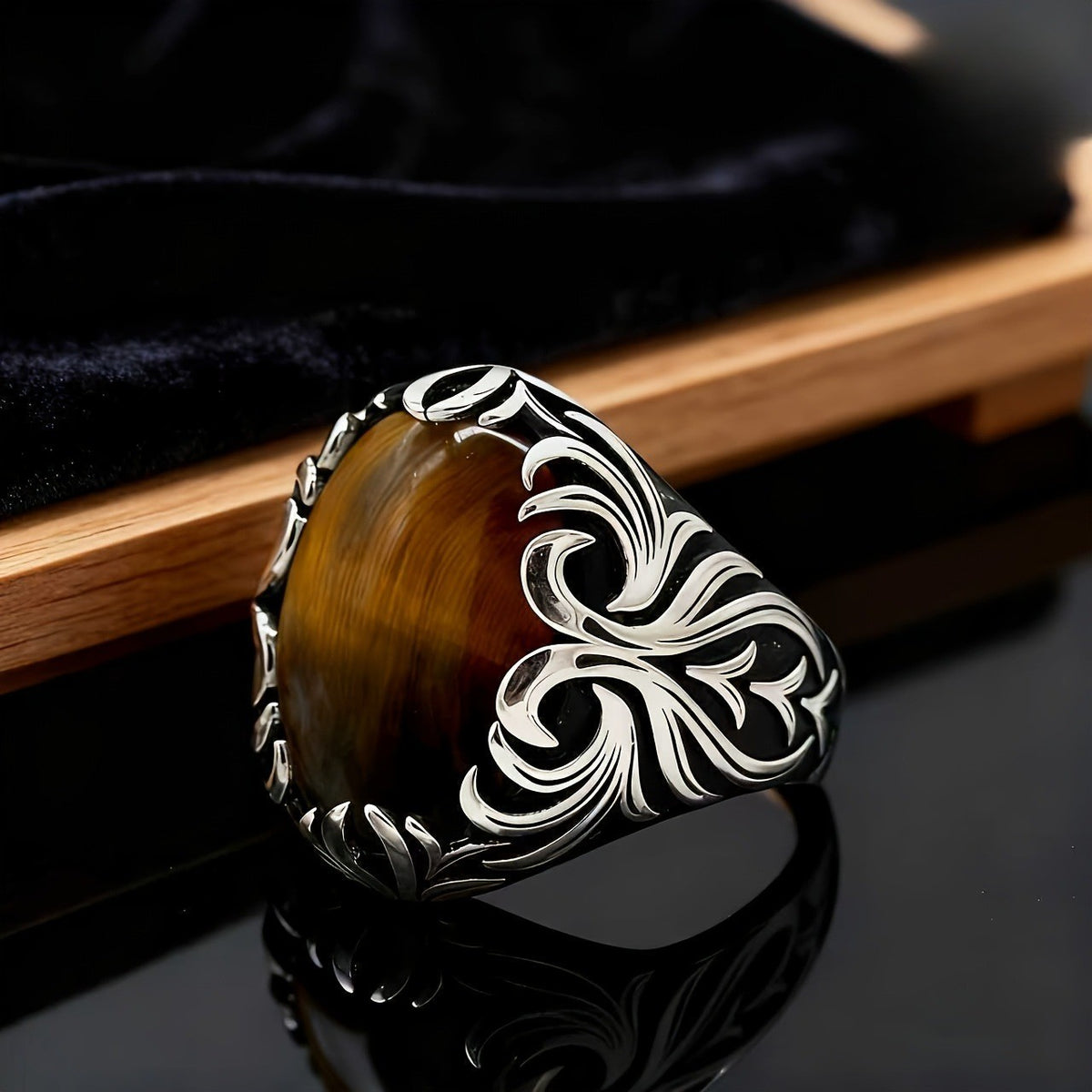 Tiger's Eye Filigree Ring