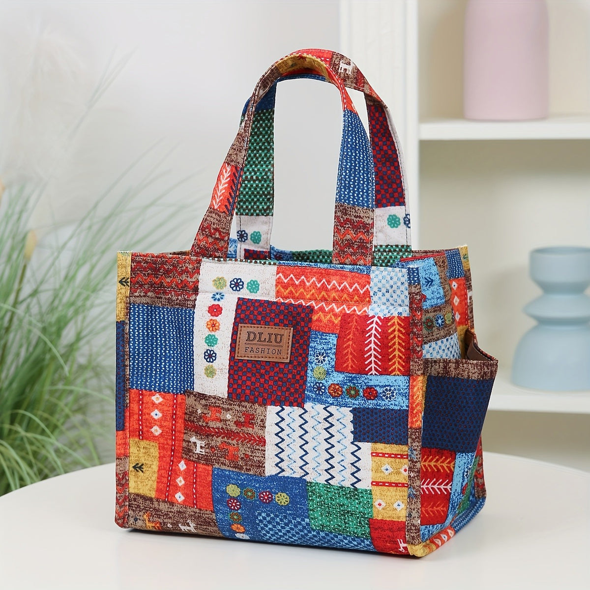 Floral Print Zipper Tote