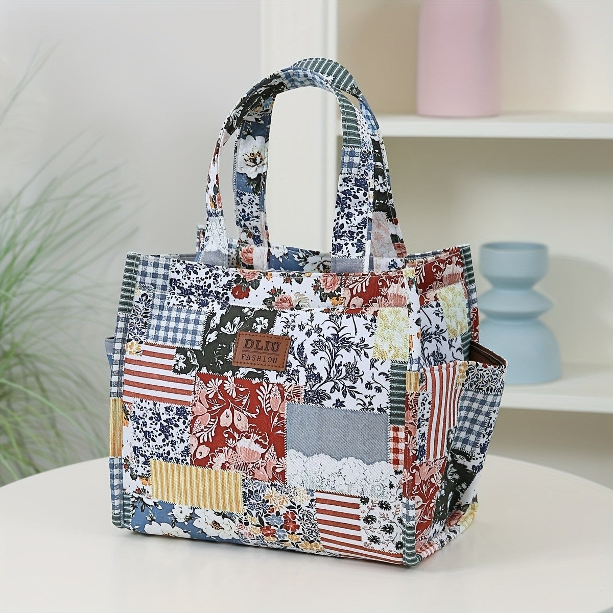 Floral Print Zipper Tote