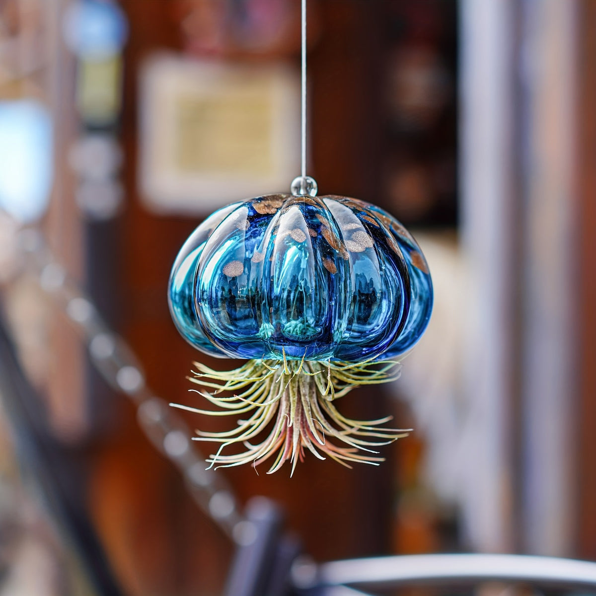 Blue Glass Jellyfish Air Plant Holder