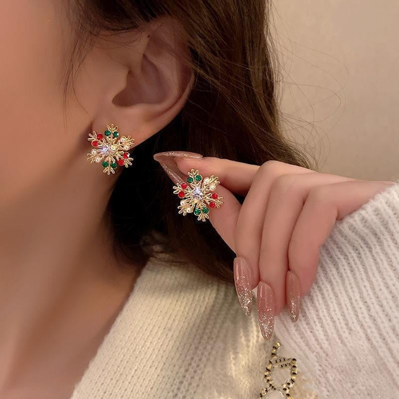 Multicolor Snowflake Stud Earrings