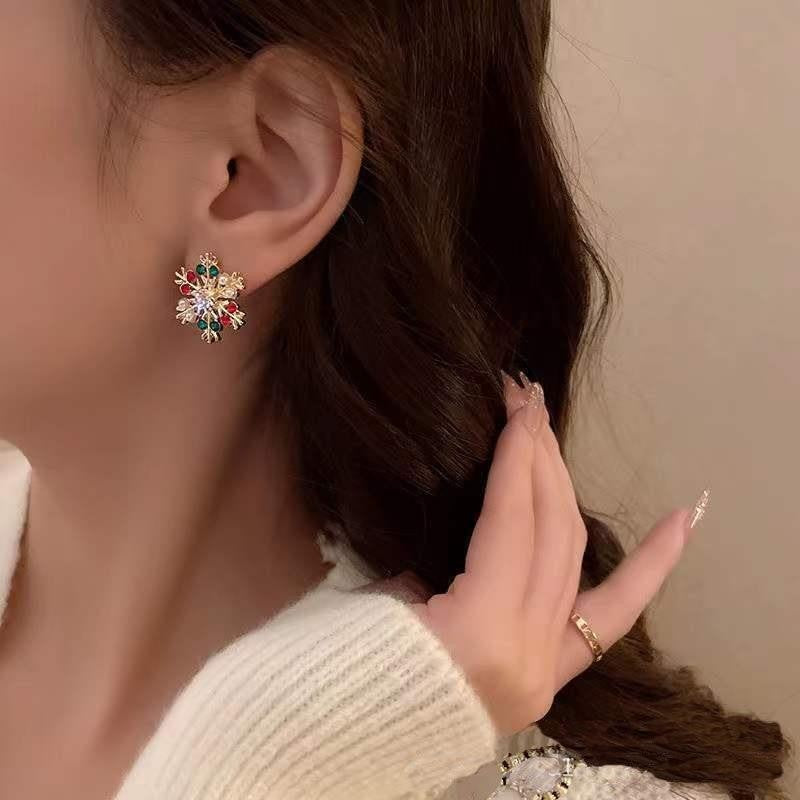 Multicolor Snowflake Stud Earrings
