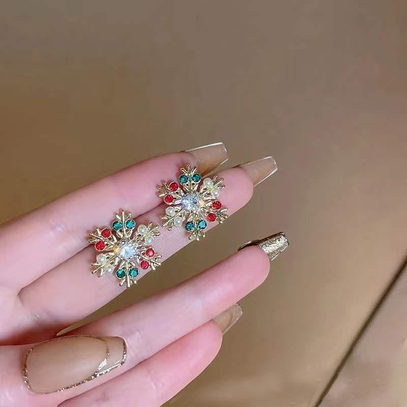 Multicolor Snowflake Stud Earrings