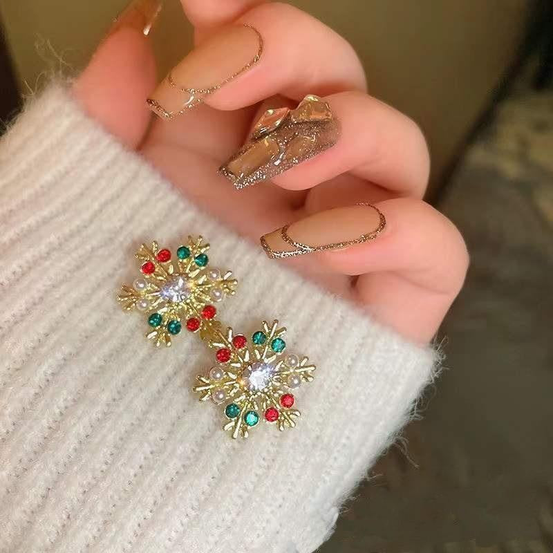 Multicolor Snowflake Stud Earrings
