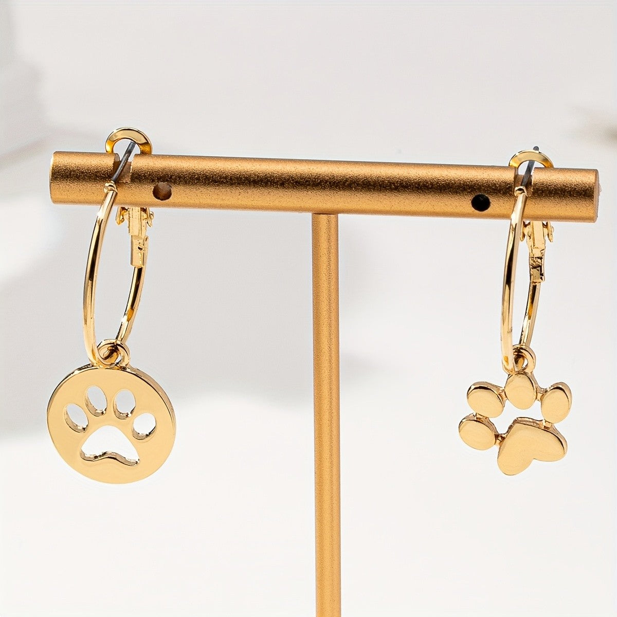 Paw Print Disc & Charm Hoop Earrings
