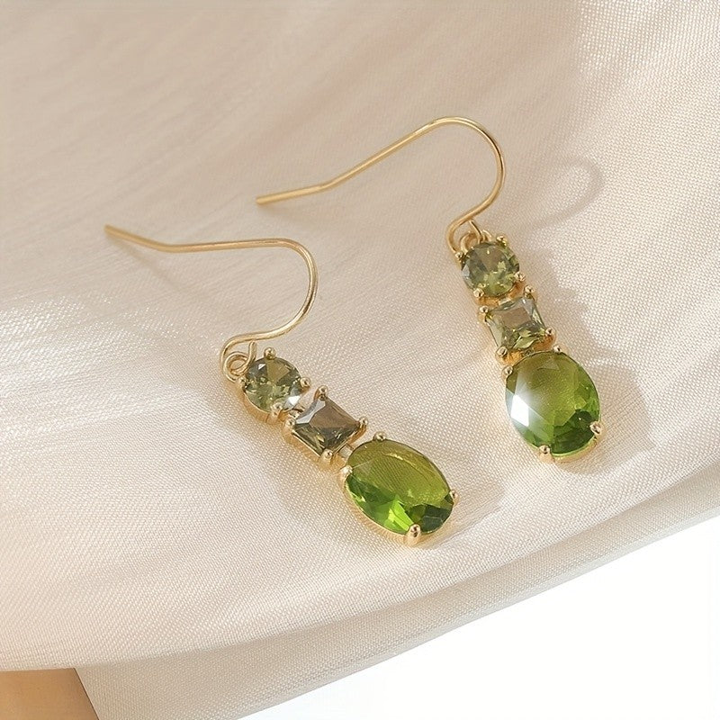 Green Geometric Drop Earrings
