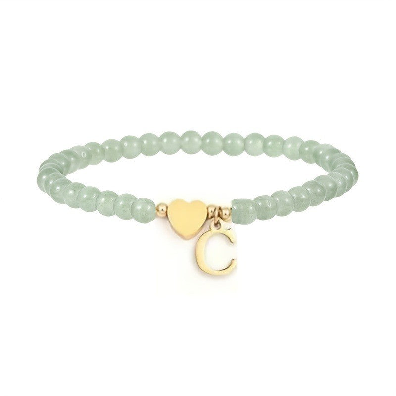 Green Crystal Initial Heart Bracelet
