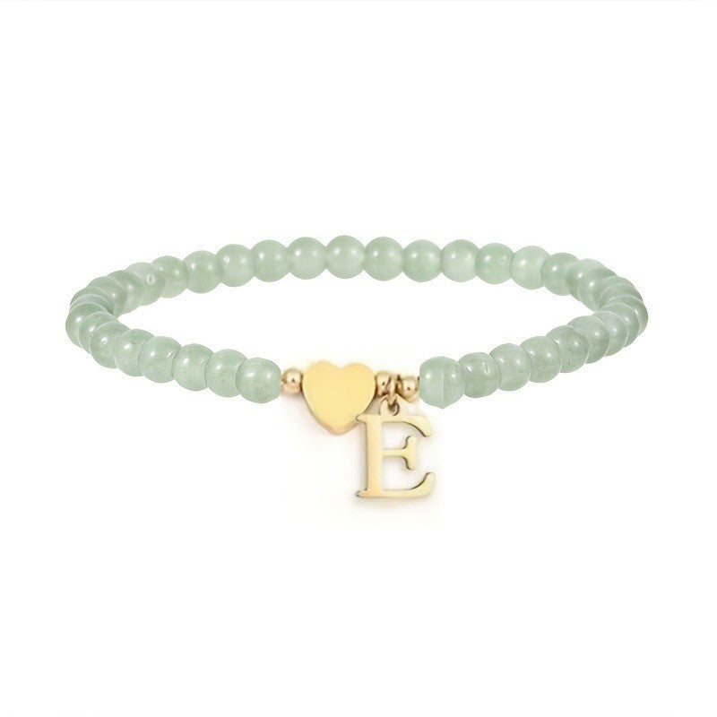Green Crystal Initial Heart Bracelet