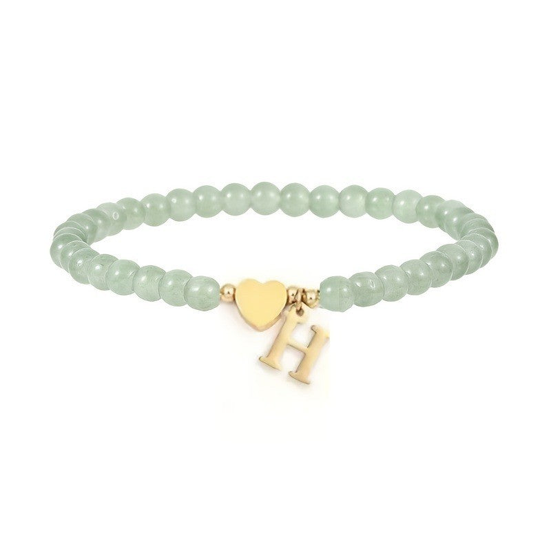 Green Crystal Initial Heart Bracelet