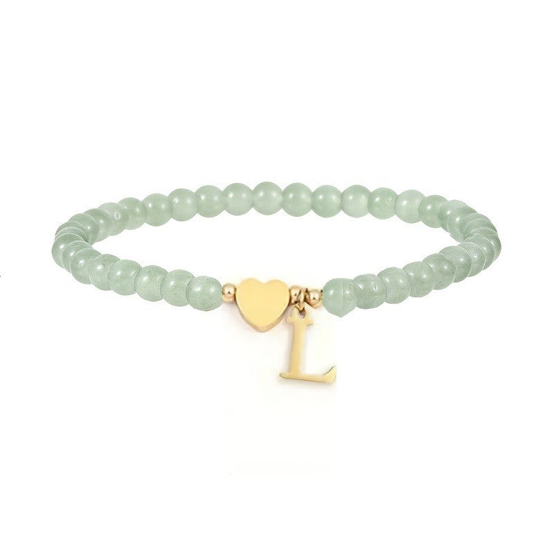 Green Crystal Initial Heart Bracelet