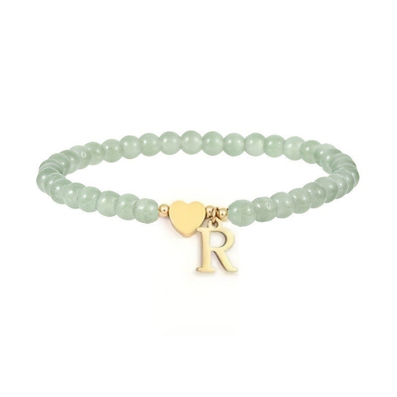 Green Crystal Initial Heart Bracelet