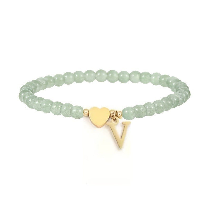 Green Crystal Initial Heart Bracelet