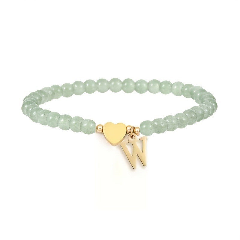 Green Crystal Initial Heart Bracelet