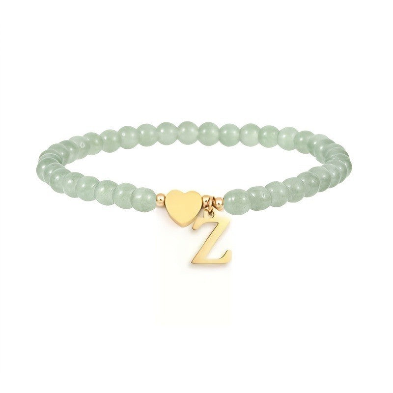 Green Crystal Initial Heart Bracelet