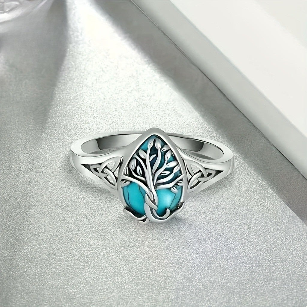 Turquoise Tree of Life Ring