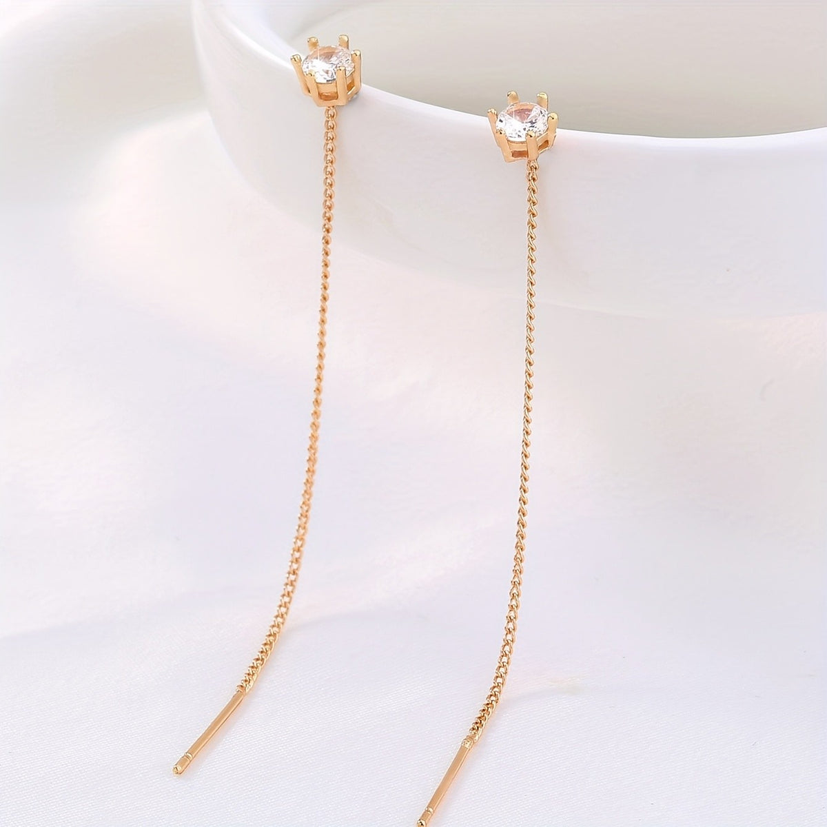 Square Crystal Threader Earrings