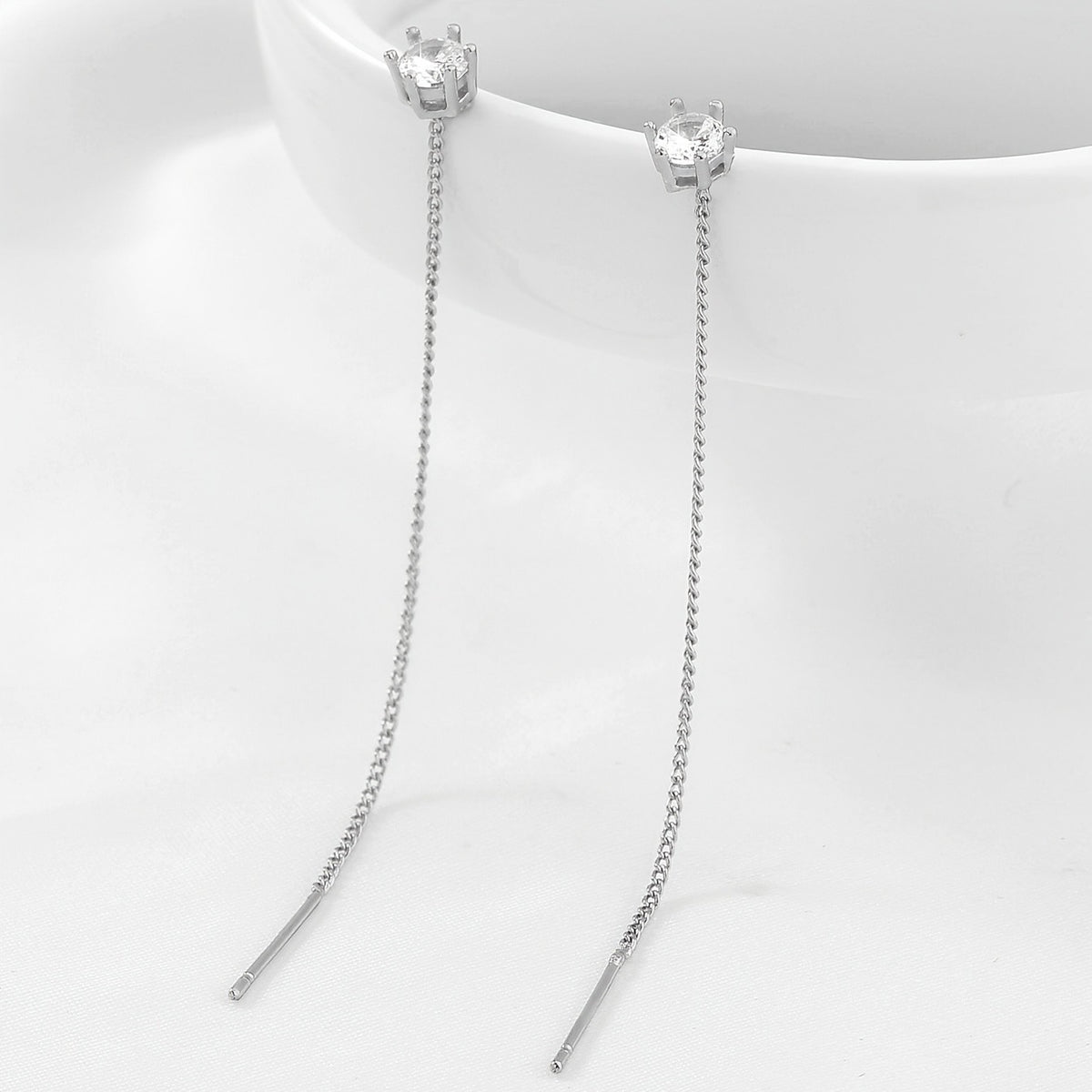 Square Crystal Threader Earrings