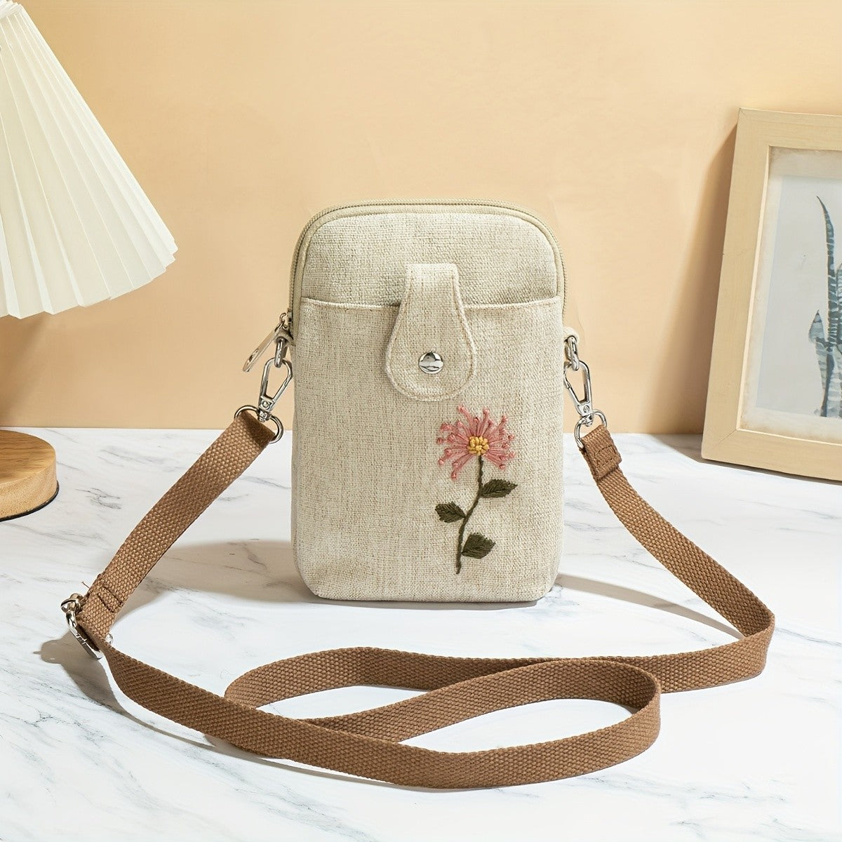 Embroidered Floral Crossbody Bag