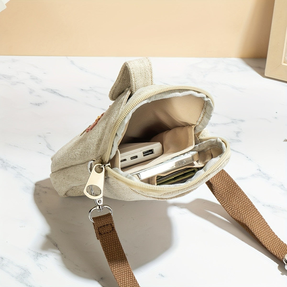 Embroidered Floral Crossbody Bag
