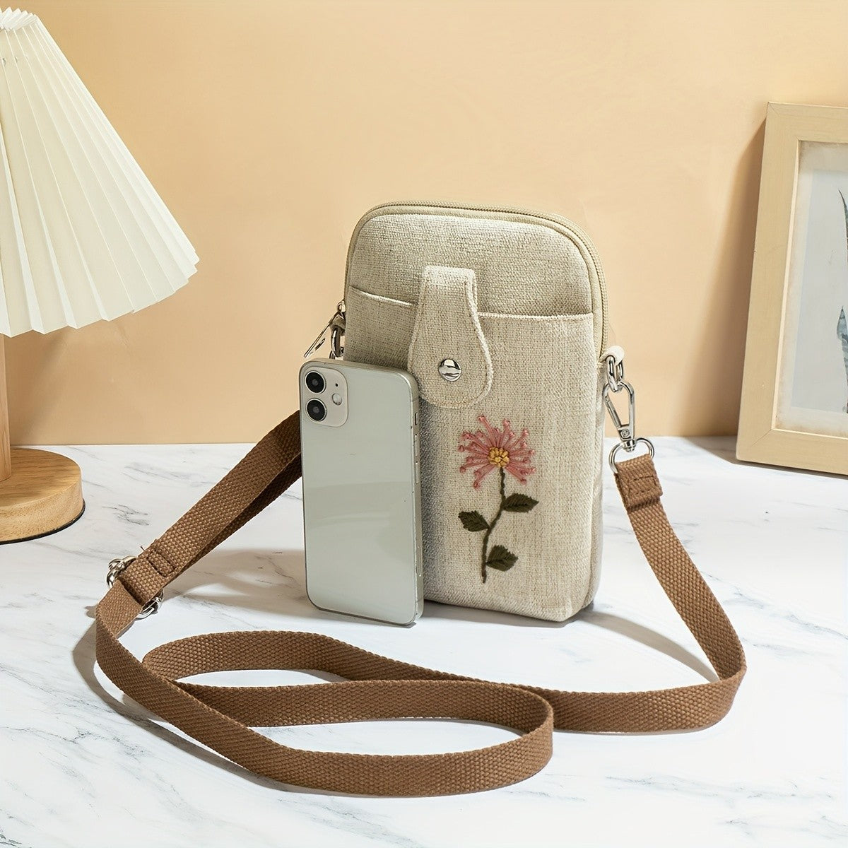 Embroidered Floral Crossbody Bag