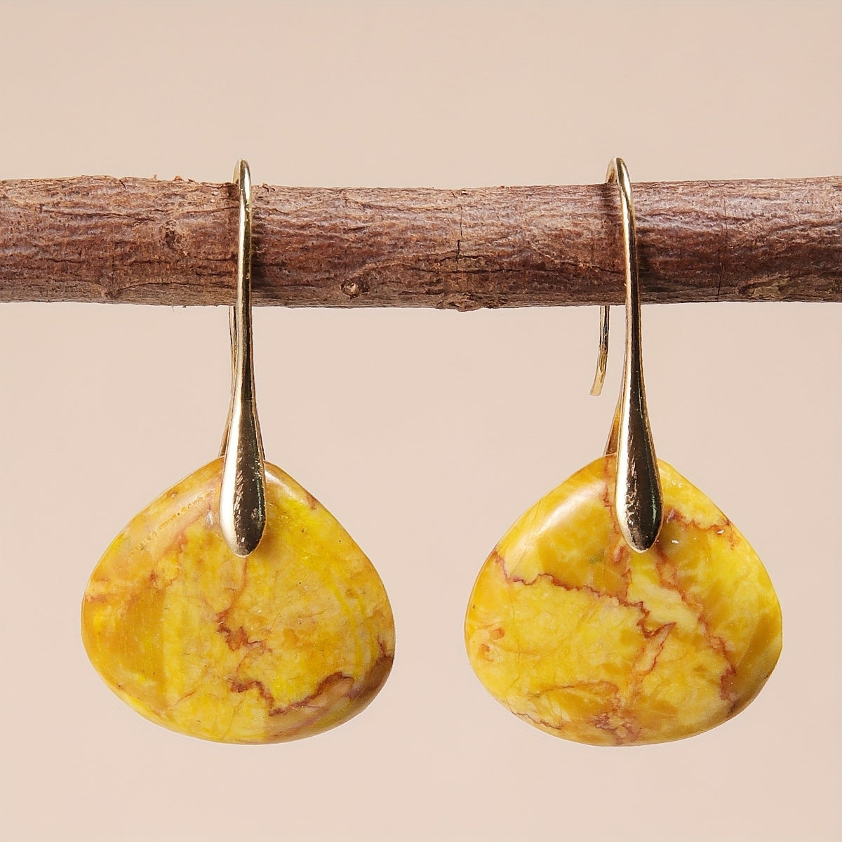 Yellow Stone Teardrop Earrings