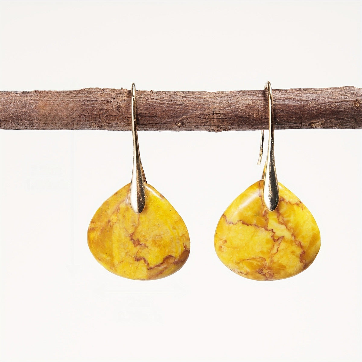 Yellow Stone Teardrop Earrings