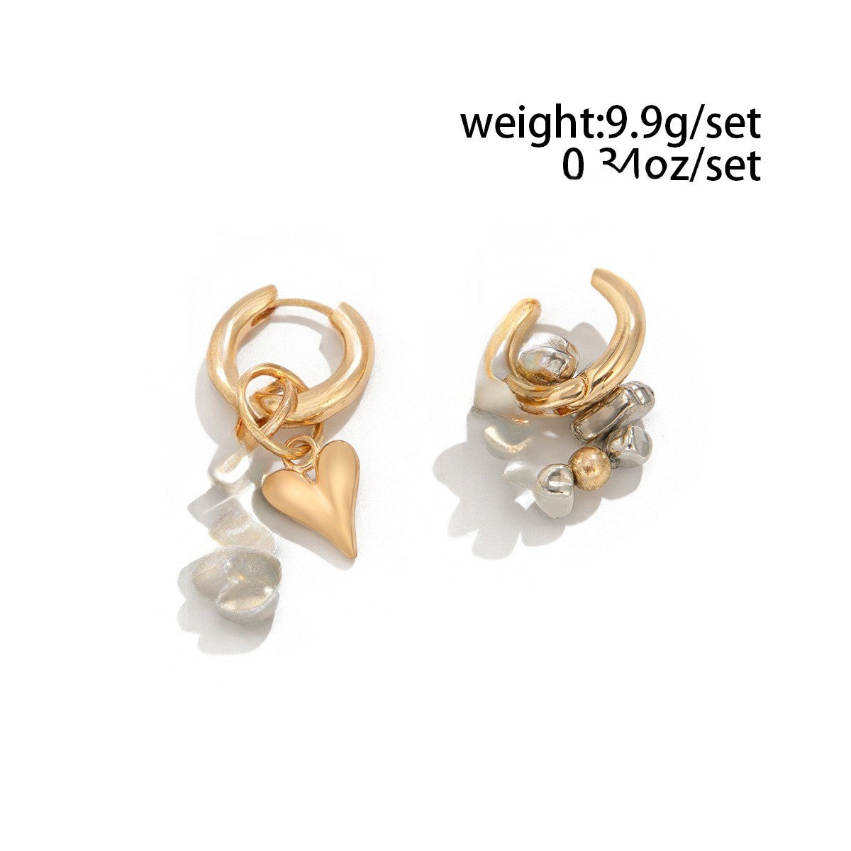 Asymmetrical Heart & Twist Hoop Earrings