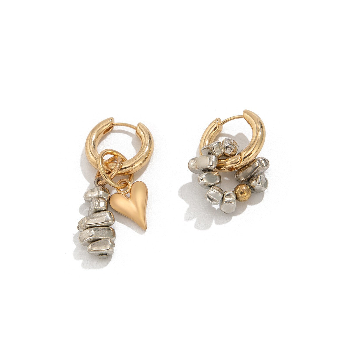 Asymmetrical Heart & Twist Hoop Earrings
