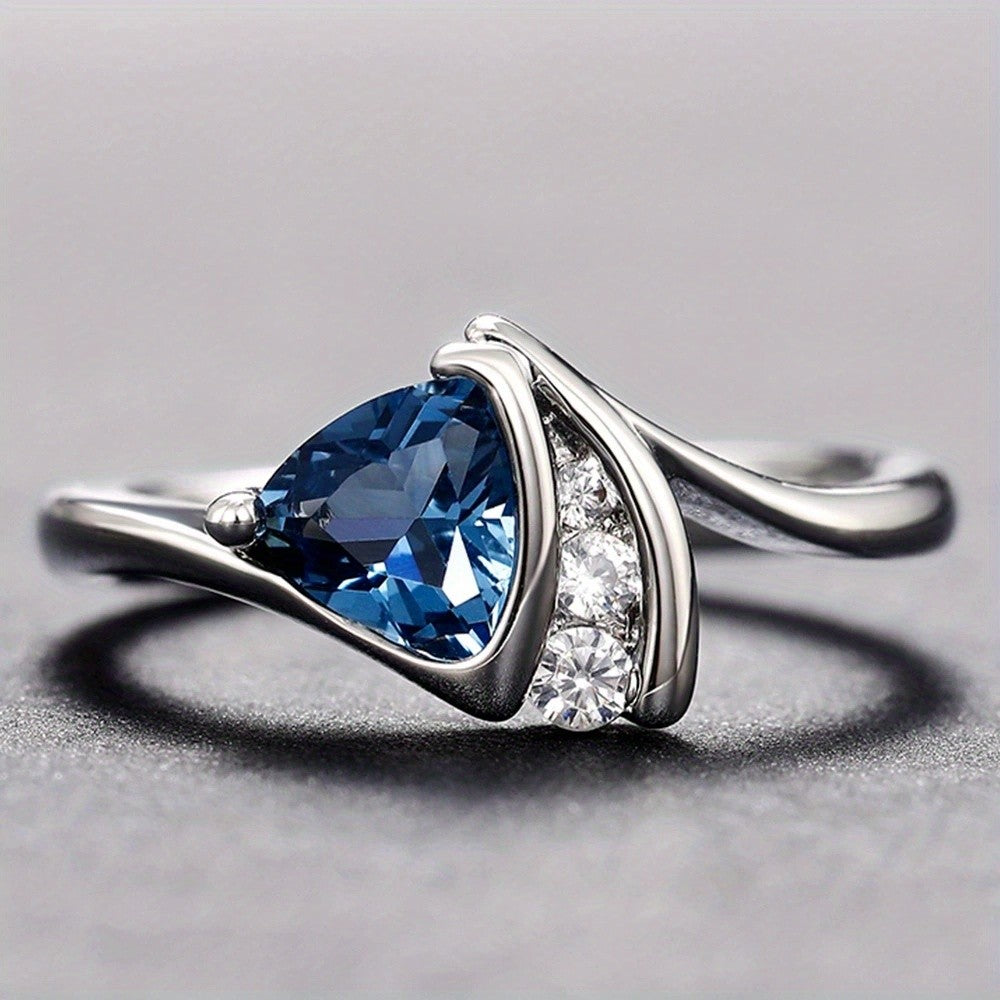 Blue Triangle Stone Ring