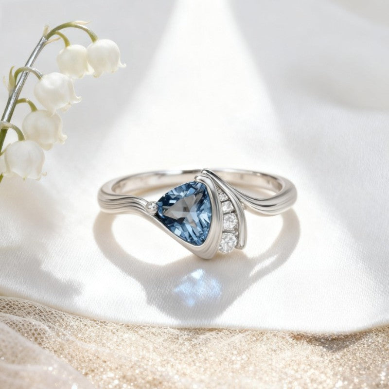Blue Triangle Stone Ring