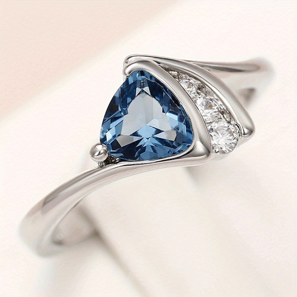 Blue Triangle Stone Ring