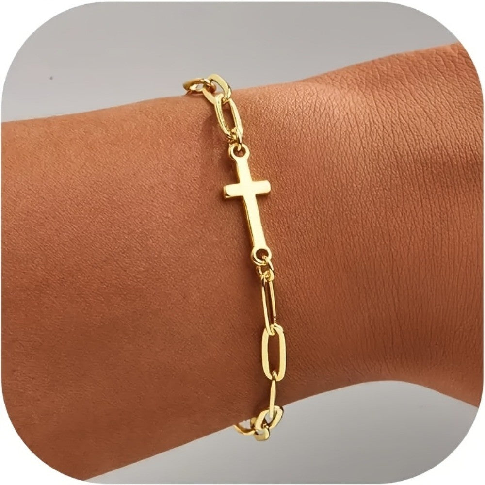 Cross Oval Link Bracelet
