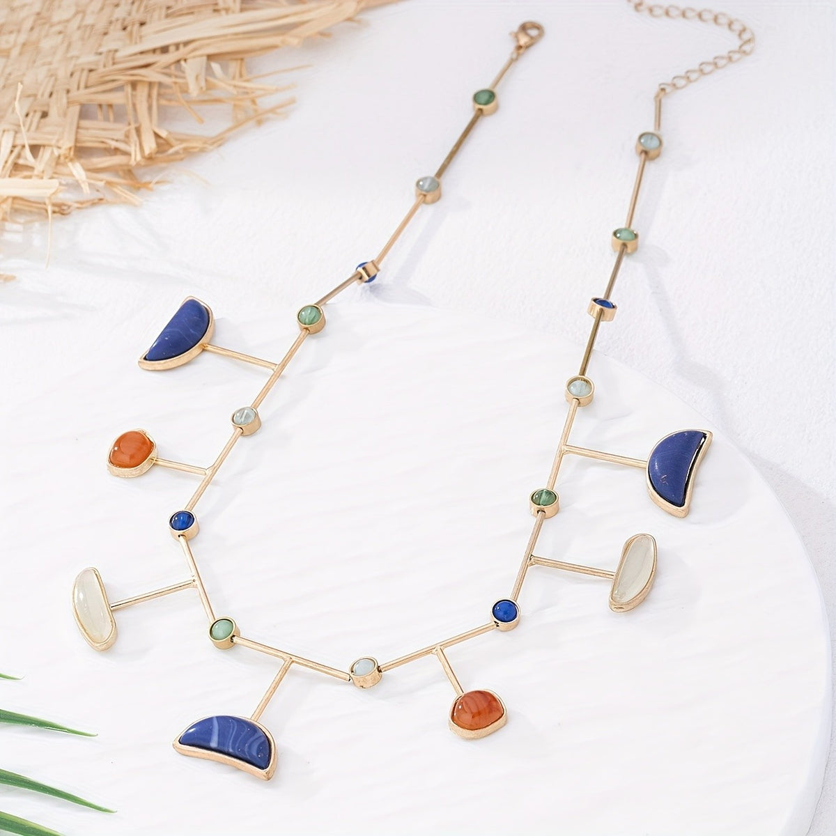 Multicolor Geometric Branch Necklace