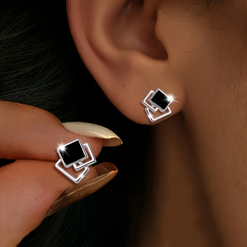 Square Interlocking Stud Earrings