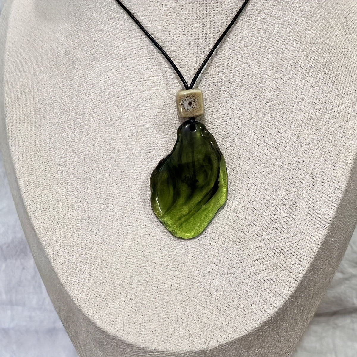 Swirled Resin Leaf Necklace