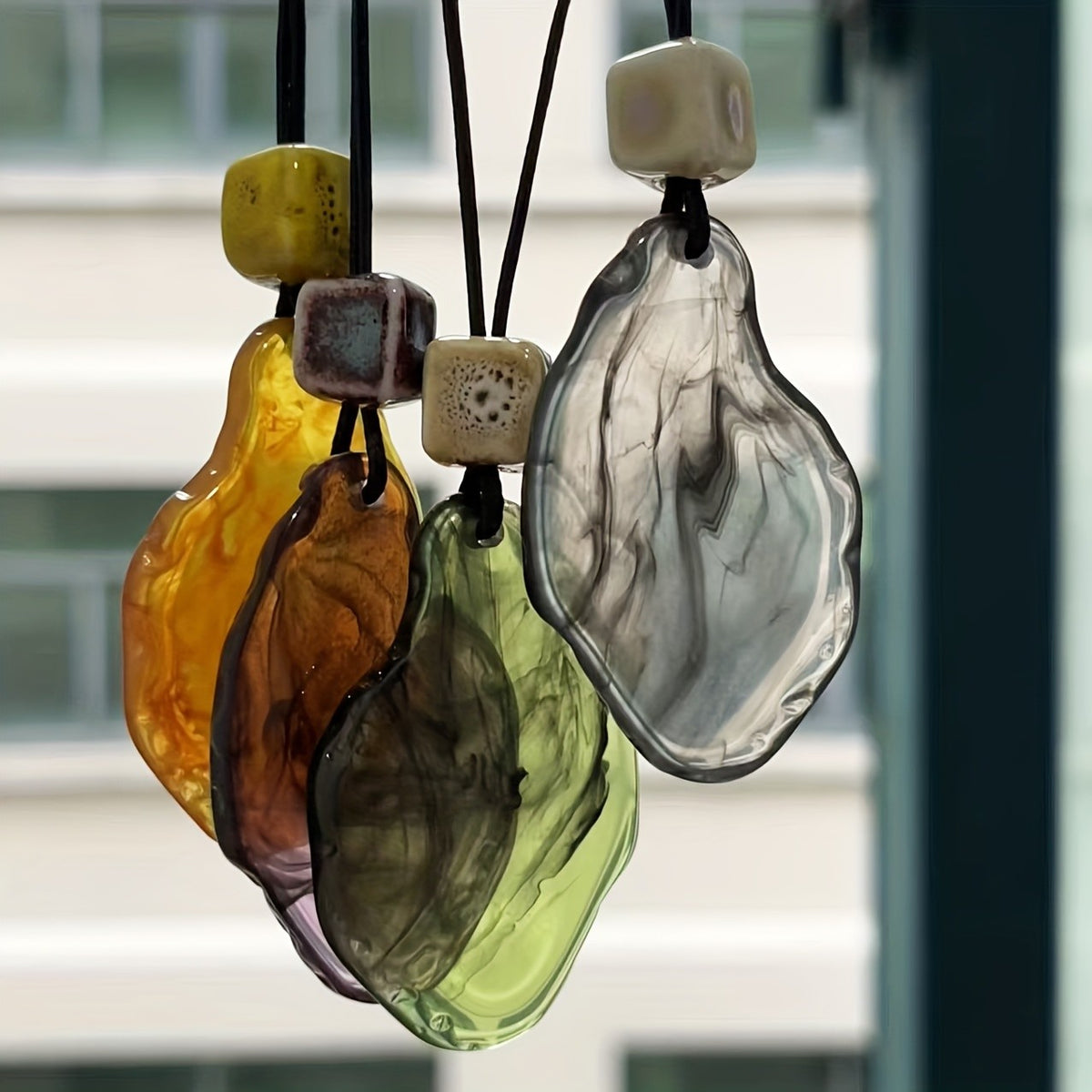 Swirled Resin Leaf Necklace