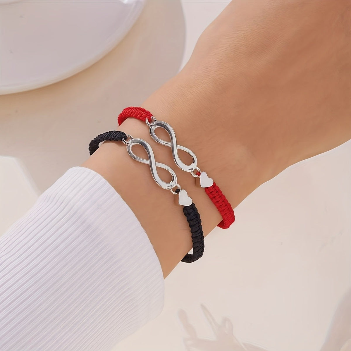 Infinity Heart Braided Bracelet Set