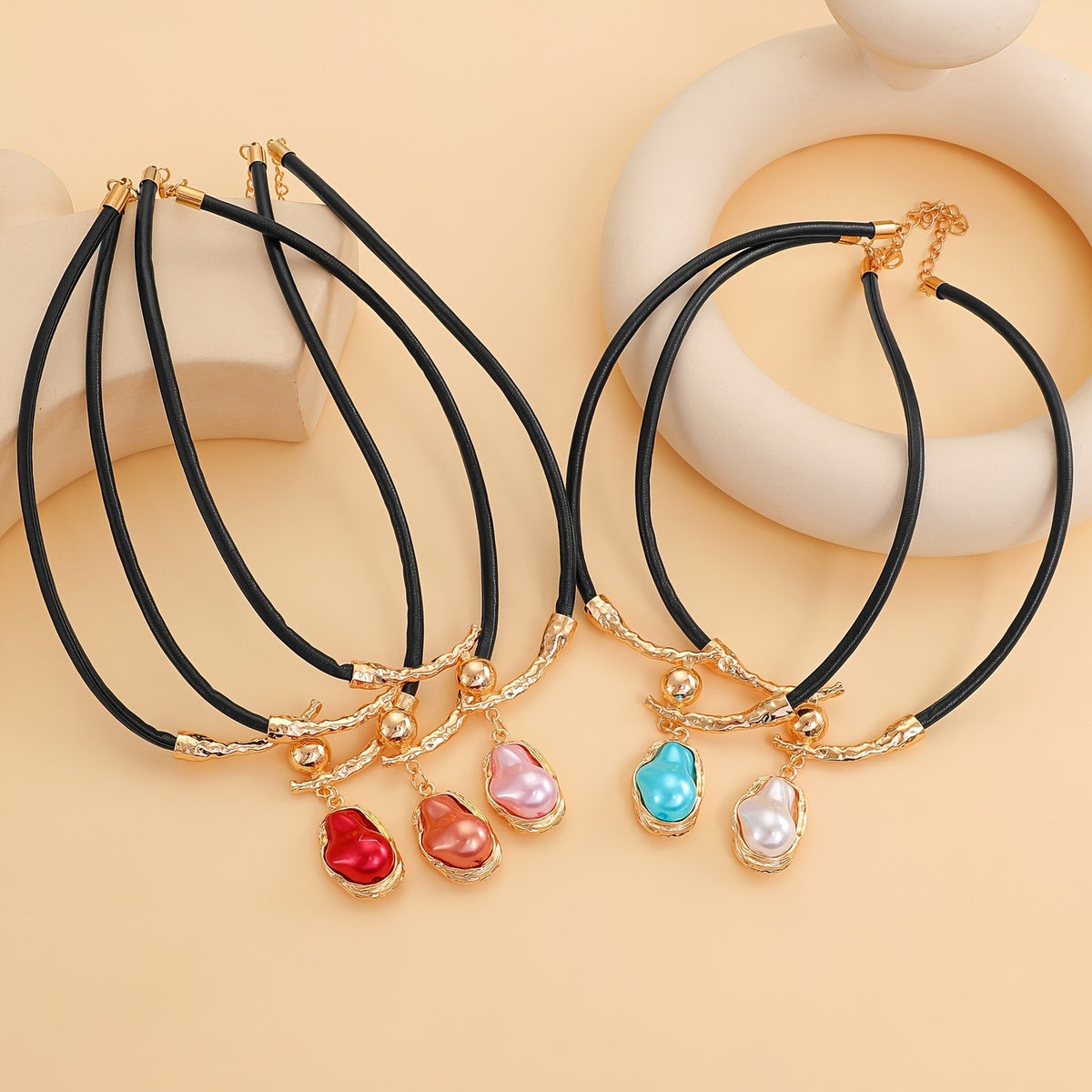 Baroque Faux Pearl Cord Necklace