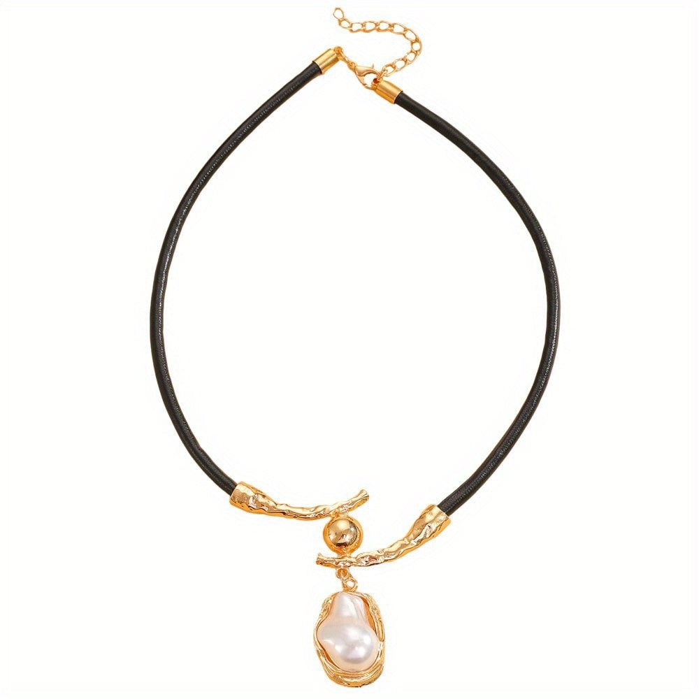 Baroque Faux Pearl Cord Necklace