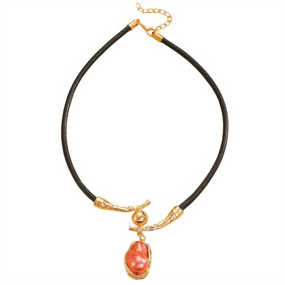 Baroque Faux Pearl Cord Necklace