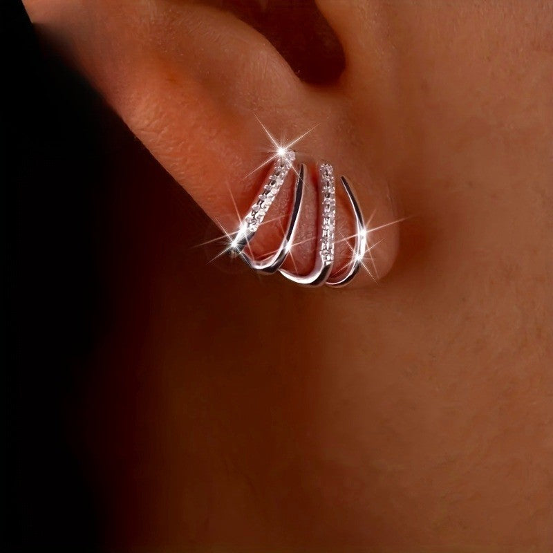 Crystal Multi-Band Cuff Earrings