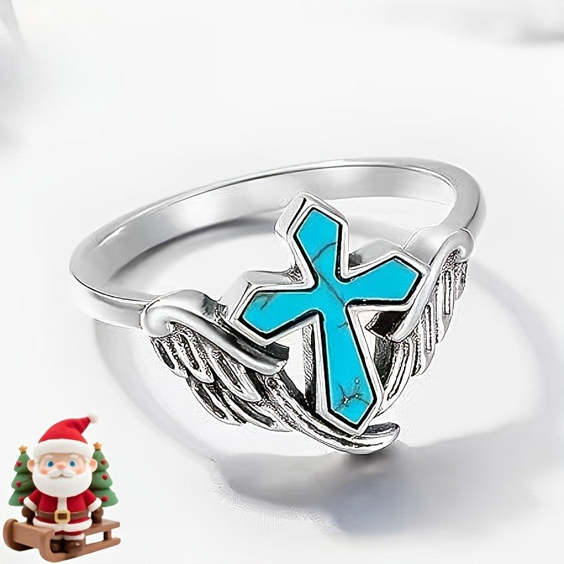 Turquoise Cross Wing Ring