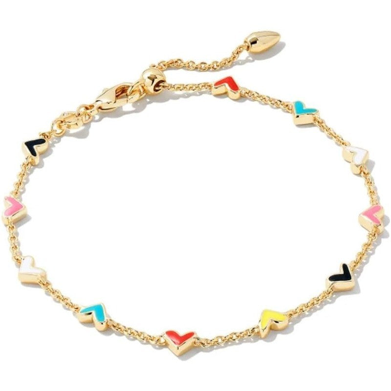 Multicolor Enamel Heart Chain Bracelet