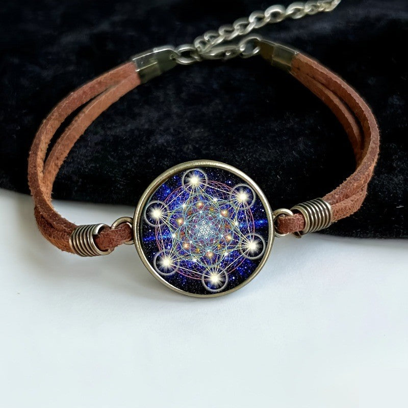 Metatron's Cube Leather Bracelet