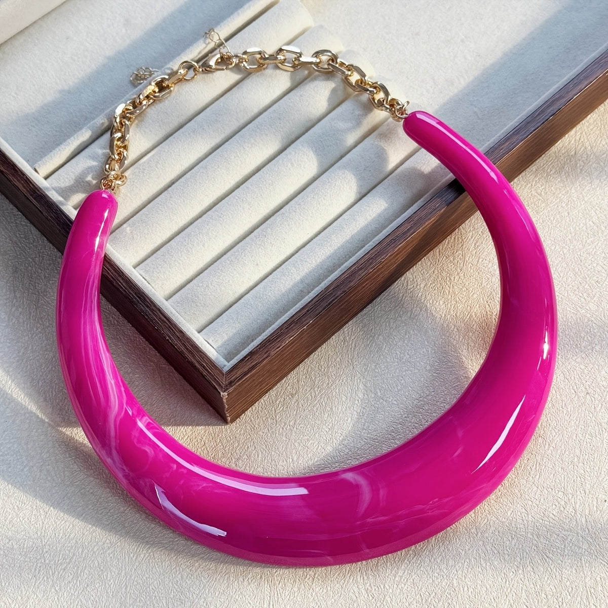 Resin Crescent Moon Necklace