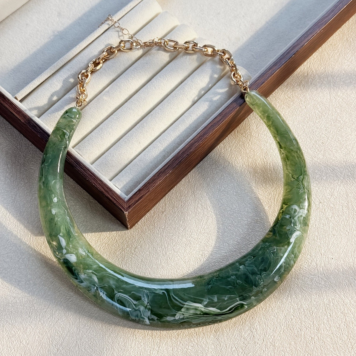 Resin Crescent Moon Necklace