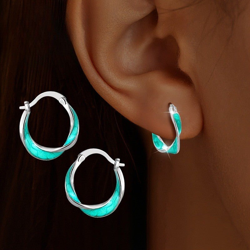 Turquoise Twist Hoop Earrings