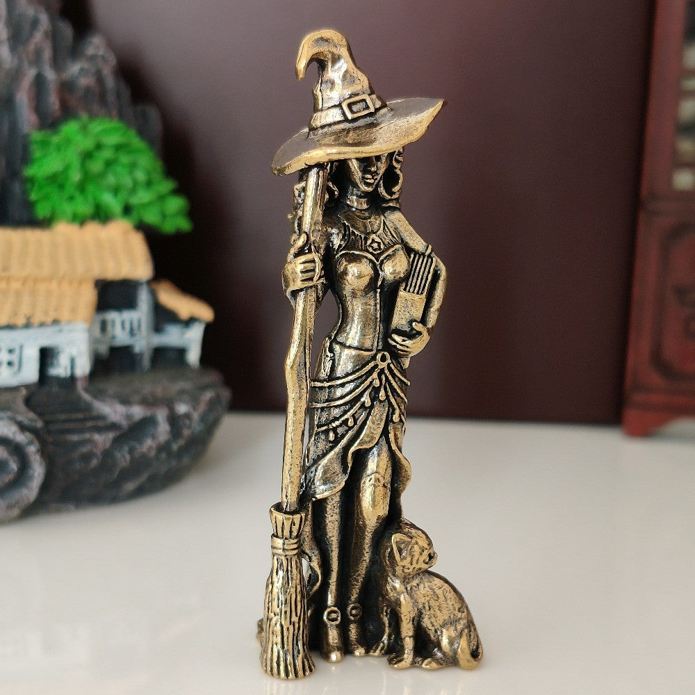 Witch & Cat Figurine